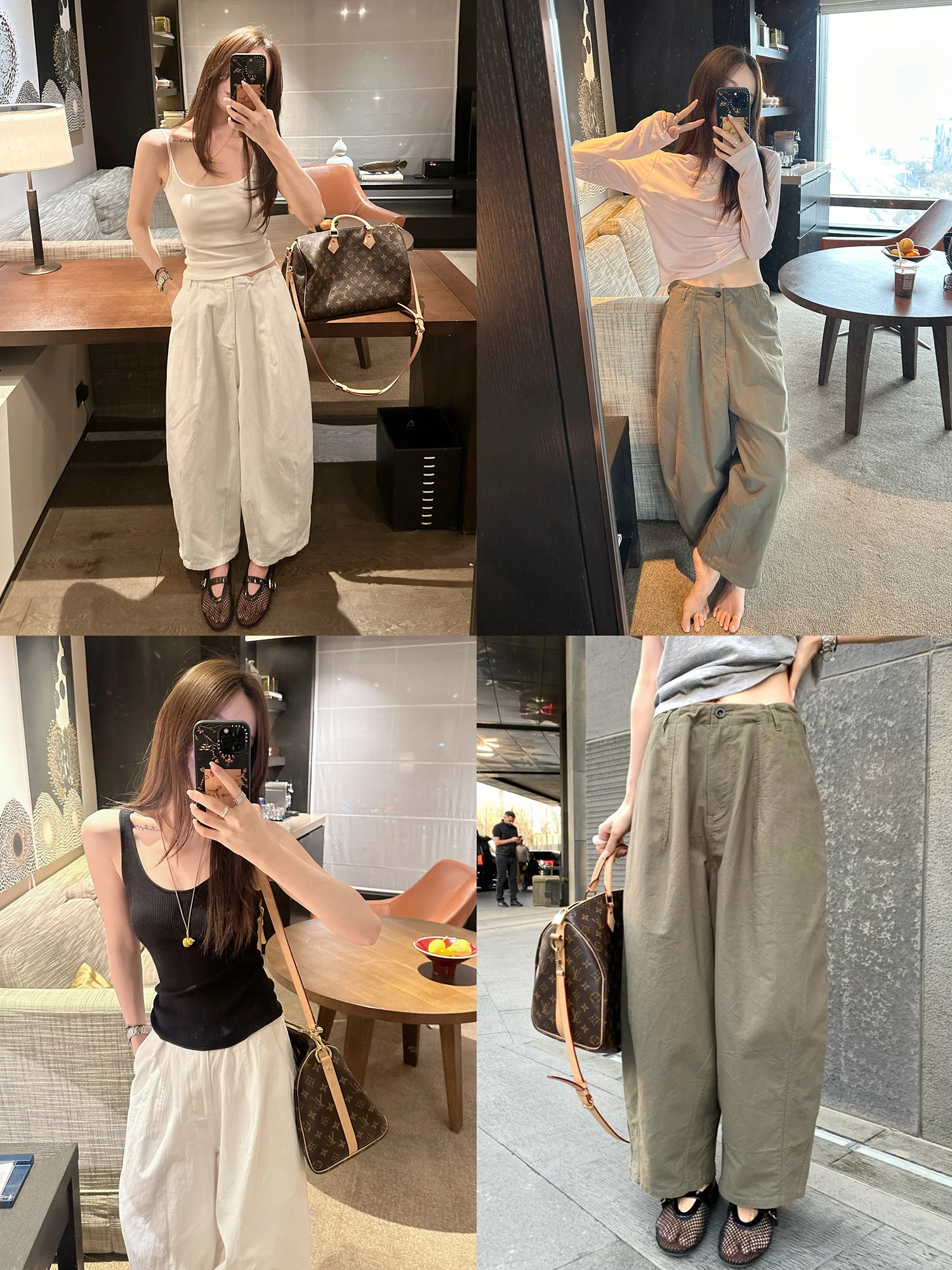 

Модные женские повседневные брюки с высокой талией, свободного кроя, из хлопка, с эффектом похудения, широкие штанины, в стиле кэжуал, фасон «фонарики»