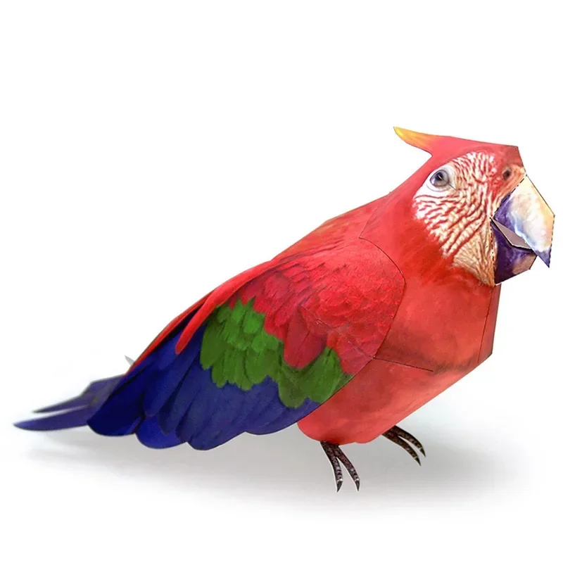 Macaw Psittacidae Parrot Bird Paper Model Realistic Animal Origami Art 3D Papercraft DIY Kids Adult Handmade Craft Toys WE-013