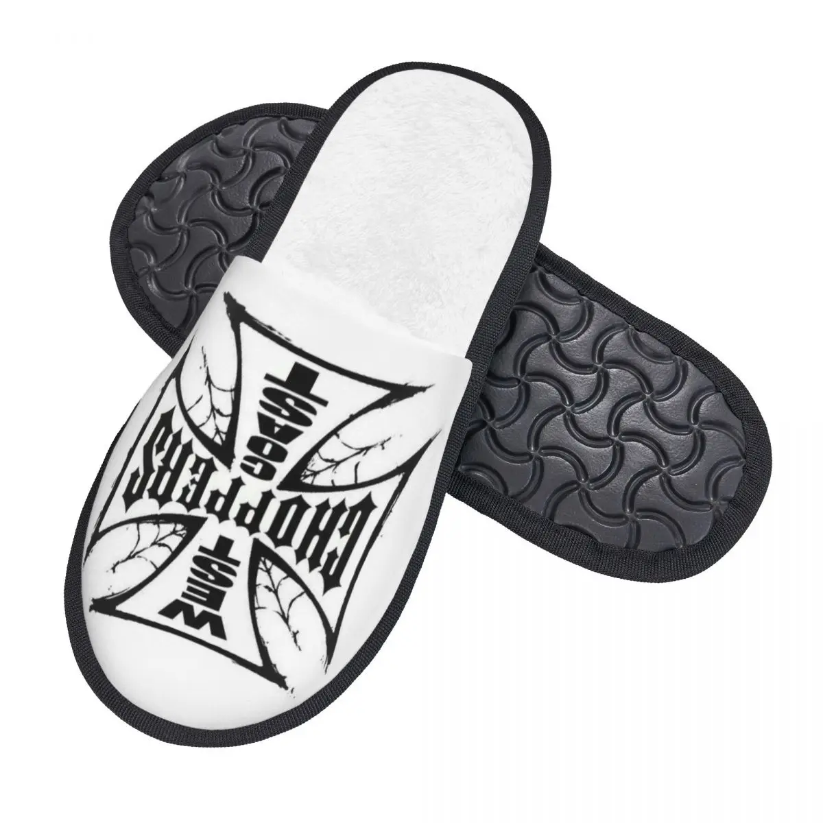 West Coast Iron Cross Choppers Guest Slippers for Bedroom Women Custom Print House Slipper