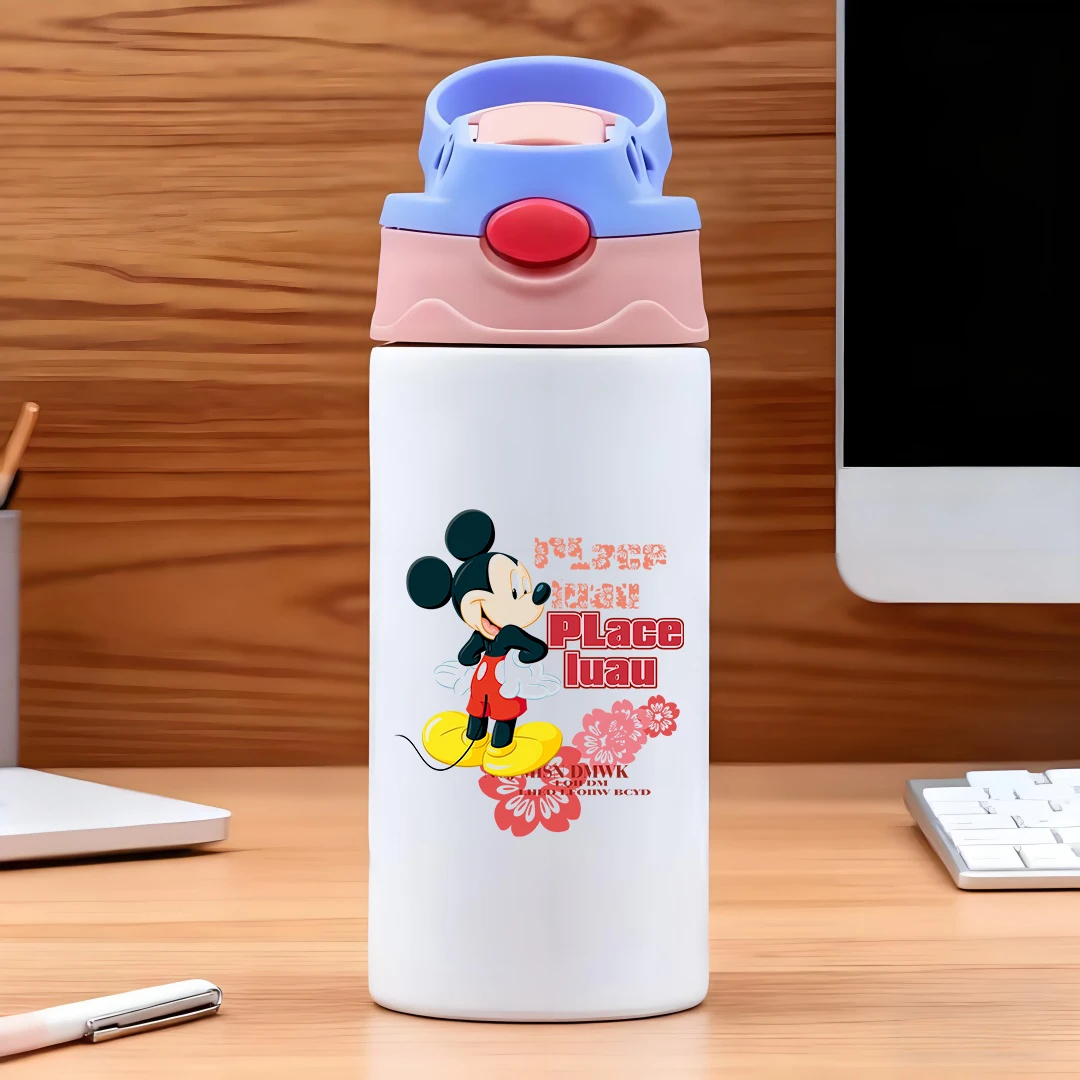 

Disney Mickey Mouse Classic Cartoon Design Artistic Flower Pattern 304 Stainless Steel Cartoon Straw Cup Childrens Water Cup N
