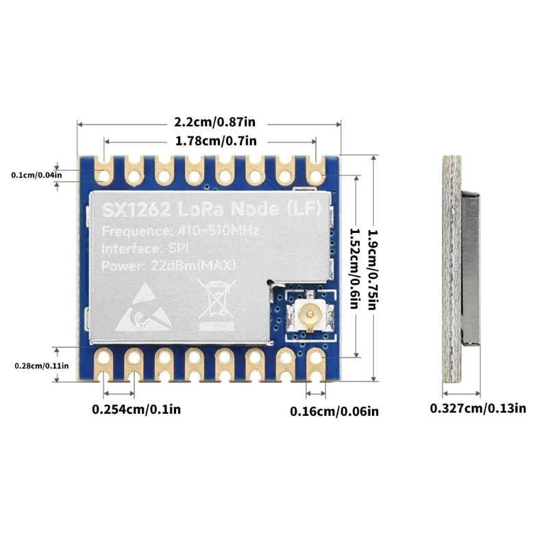 Core1262 โมดูล การสื่อสารระยะไกลป้องกันการรบกวนชิป โมดูล PCB SX1262 สำหรับ Sub Ghz Band