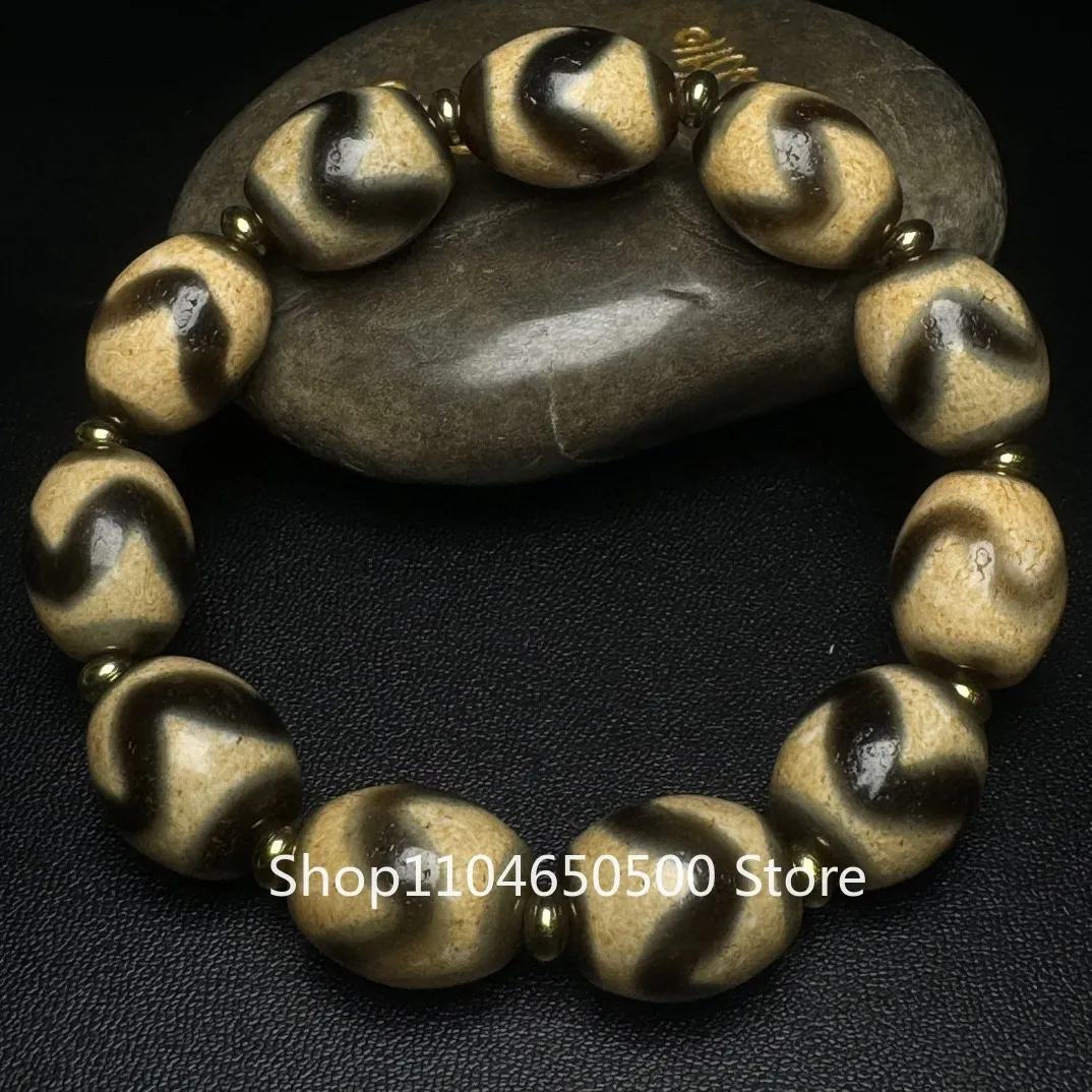 

Tooth yellow, tiger tooth, dzi beads, agate bucket beads, bracelet, Duobao bracelet, bead partition necklace with bead partition