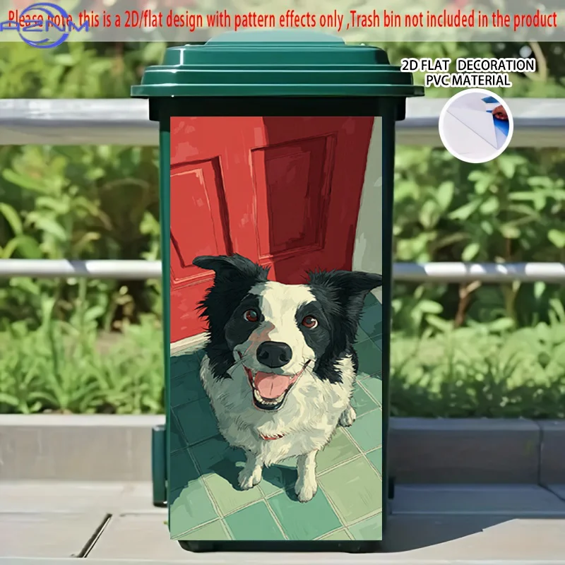 1pc of 2D Pattern Printing Sticker for Kitchen Trash Bins, Measuring X Cm, Featuring a Cheerful Dog Theme for Home Decor. Self