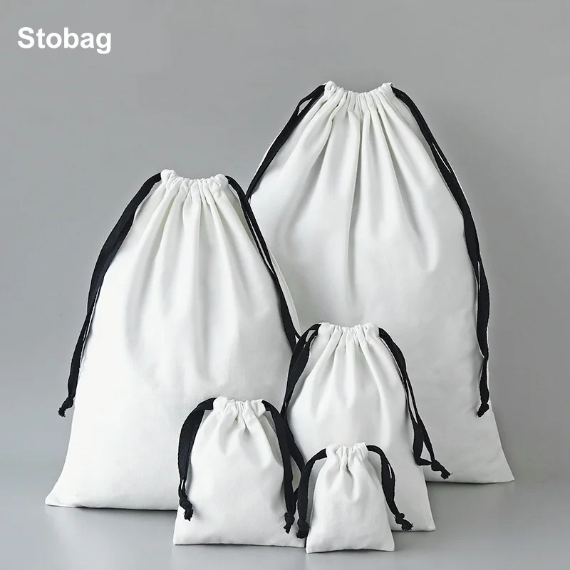 

StoBag 5pcs Cotton Canvas Drawstring Bags Dustproof Cloth Large Small jewelry Clothing Gift Packaging Storage Reusable Pouches