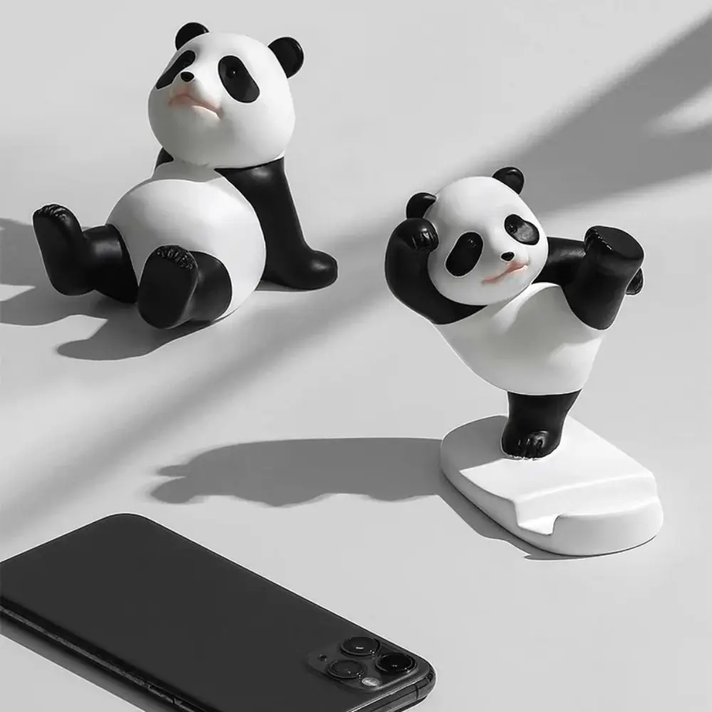 Bracket Stands Panda Mobile Phone Holder Panda Figurines Plastic Phone Stand Holder Creative Cartoon Mobile Phone Bracket