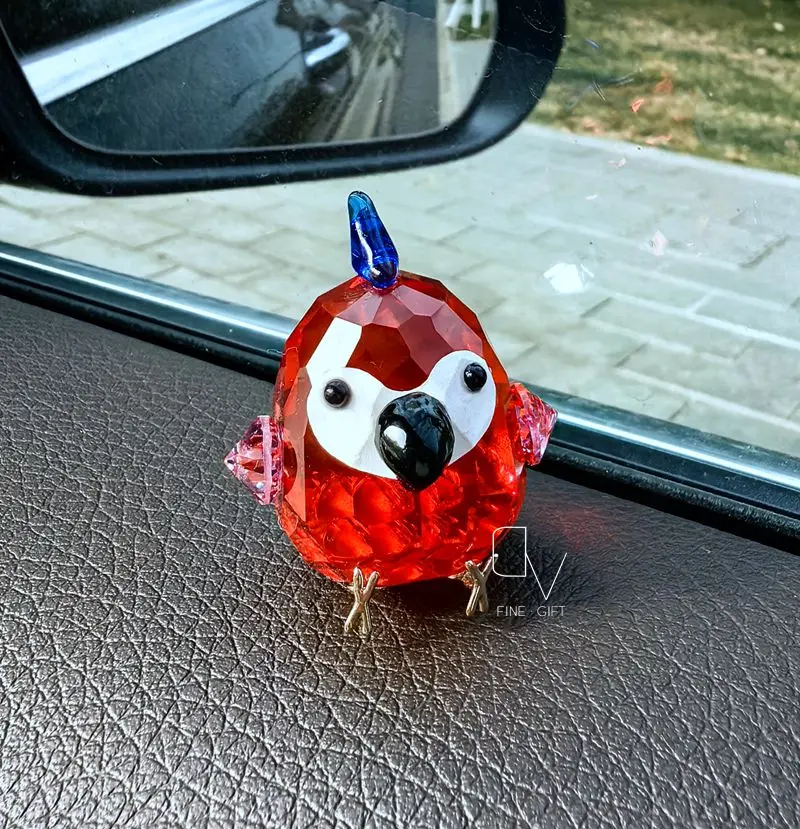 Austrian Crystal Cartoon bird Figurines Car Ornament love birds scarlet macaw craftGiftMulticolor colorful Home Table Decoration