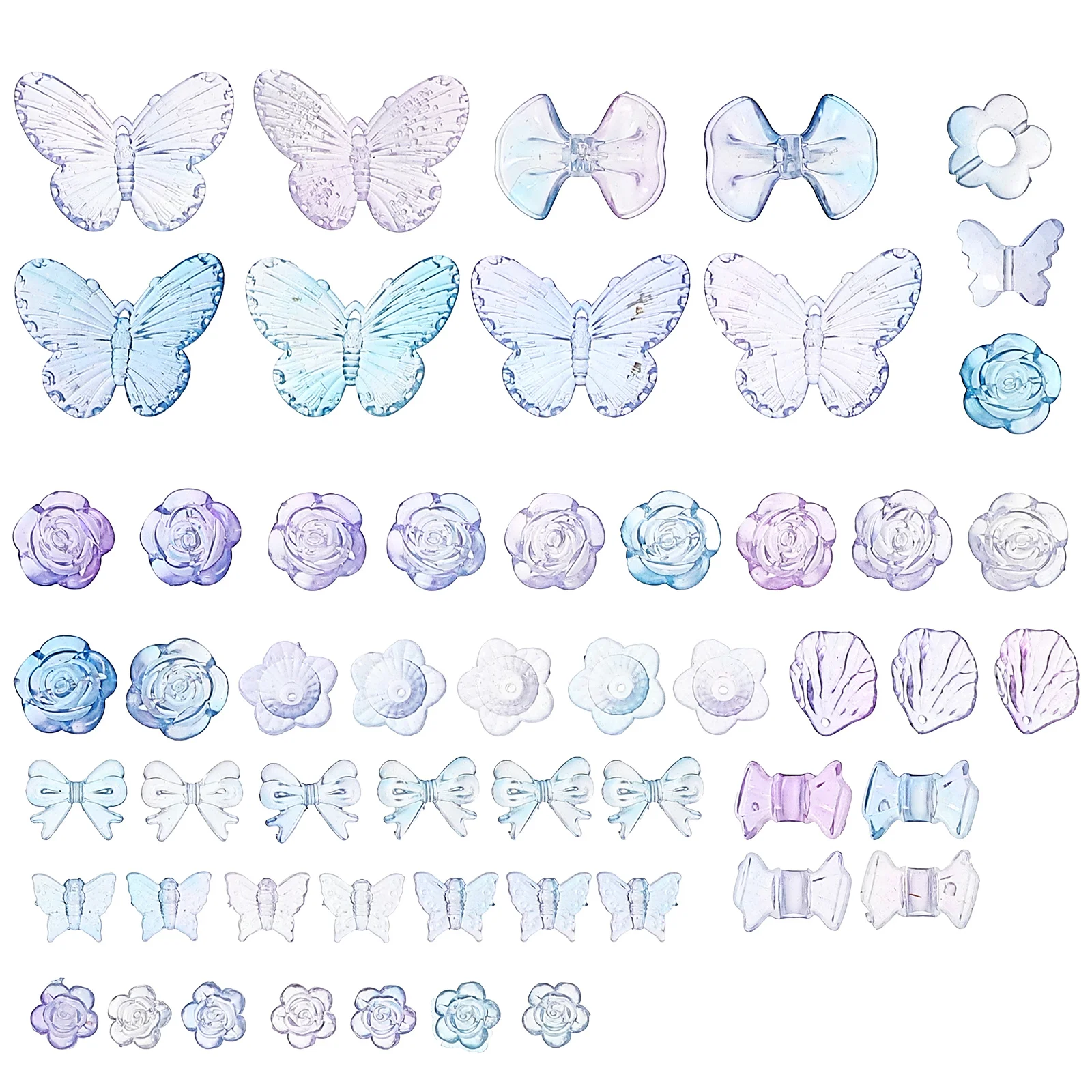 

1 Bag Of Gradient Butterfly Flower Beads Acrylic Loose Beads For Diy Jewelry Making Craft Material Bracelet Necklace Handmade