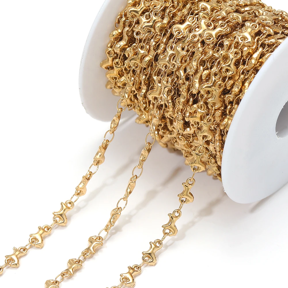 1 Meter Gold Plated Stainless Steel Handmade Horse Moon Bee Chains for DIY Jewelry Necklace Making Bracelet Earrings Accessories