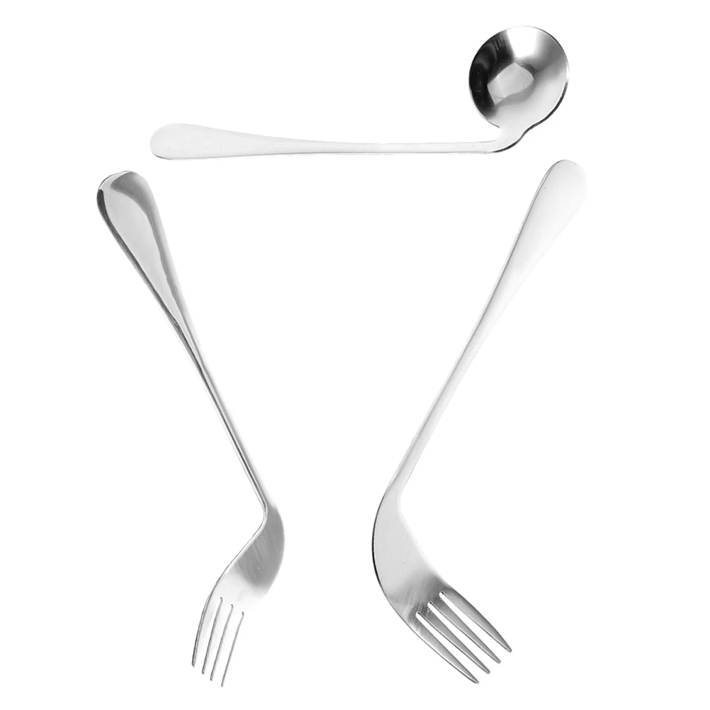 

Ergonomic Bent Spoon Fork Set Adaptive Utensils For Elderly Disabled Self Feeding Silverware Kitchen Tableware Dishwasher Safe
