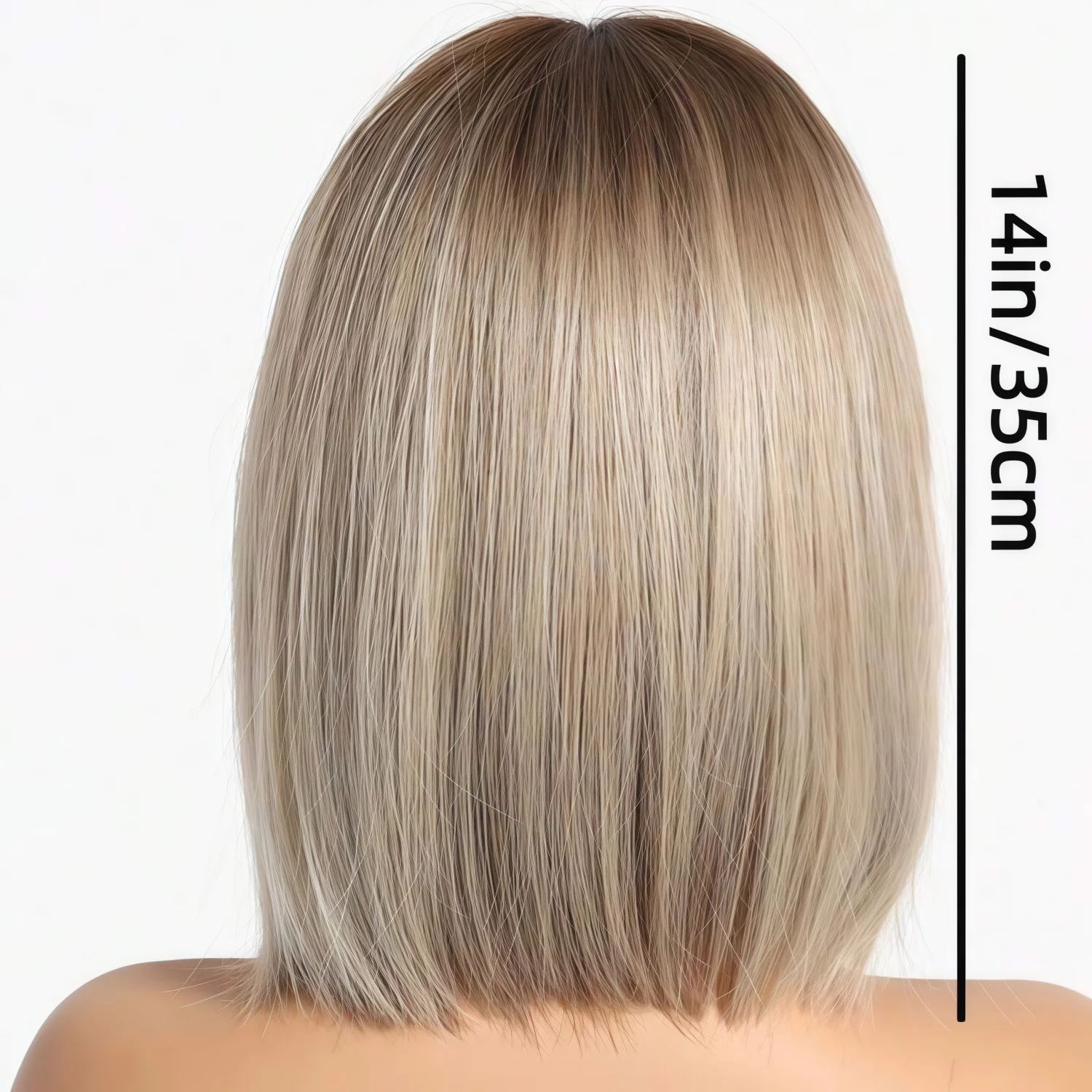 A Breathable and Comfortable 14-Inch Shoulder-Length Layered Synthetic Wig with Bangs, Featuring a Gradient Bob Cut image 2