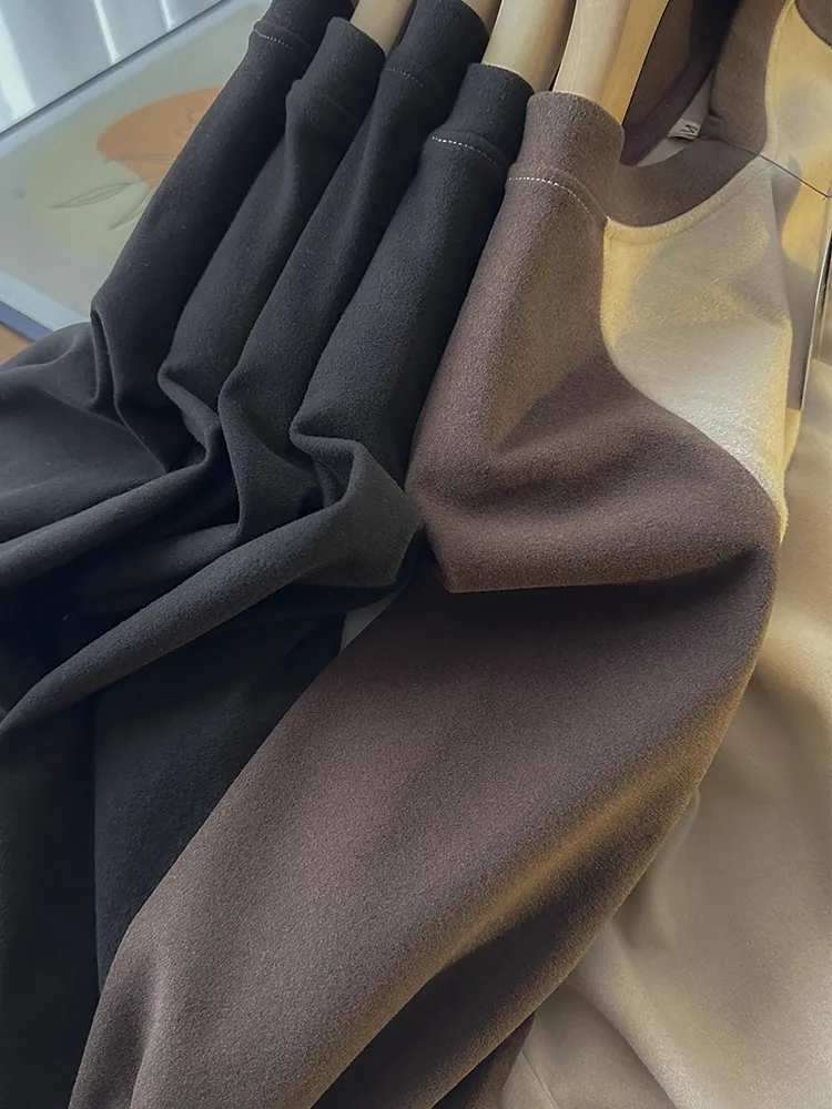 زوجين Sle على الوجهين الألمانية المخملية طويلة Sve تي شيرت oulder إدراج تصميم عادية فضفاضة تناسب Boting المحملة irt #3