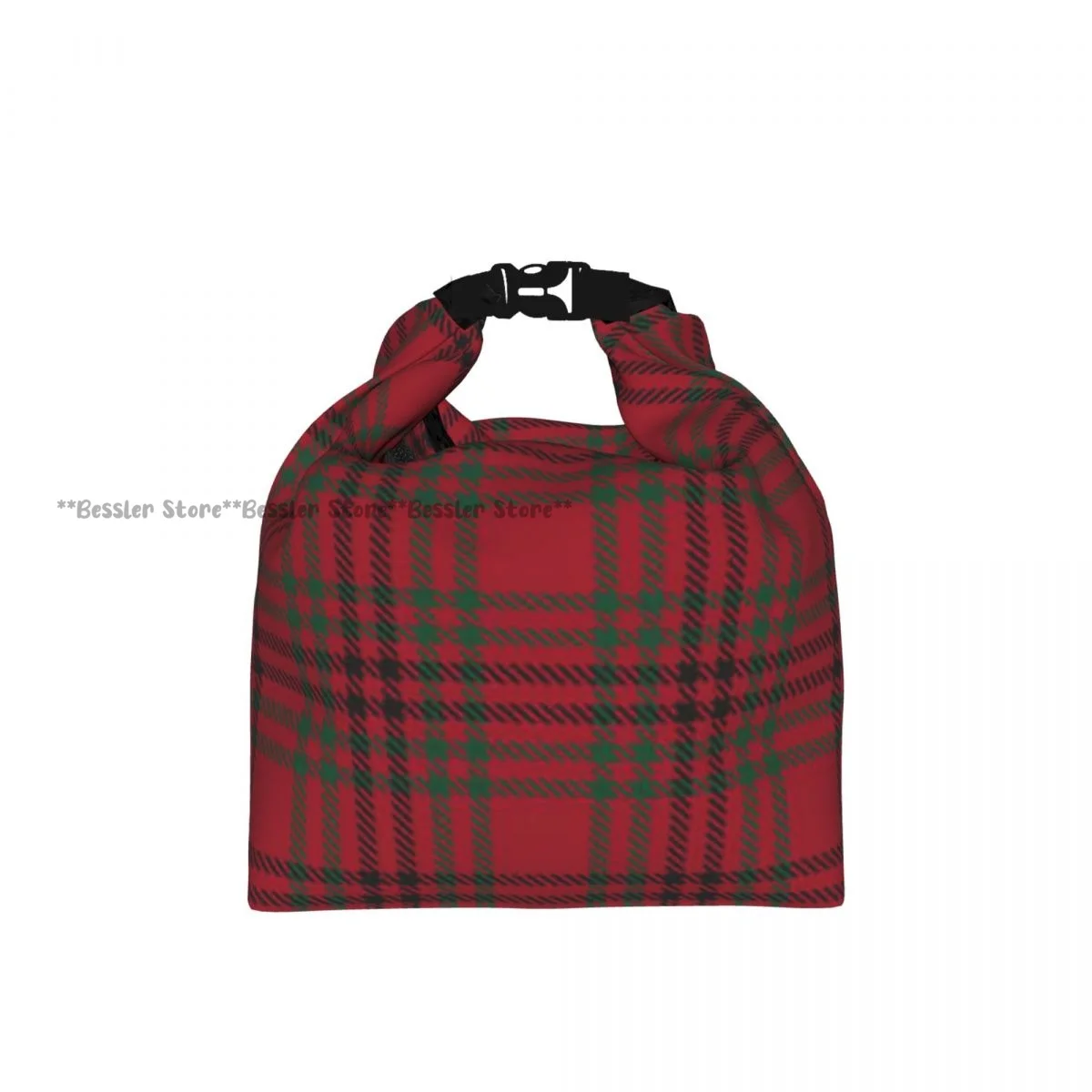 Roll Top Insulated Bento Lunch BagChristmas Plaid Checkered Tartan Fashion Thermal Meal Bag Lunch Container Tote