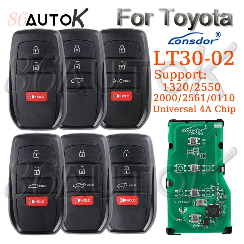 Lonsdor LT30-02 Smart Car Remote Key for Toyota Allion Camry Corolla Levin Support 2000 2561 0110 1320 2550 4A Chip KH100+ K518