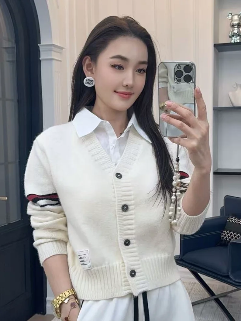 

Casual Knitted Collar Patchwork Sweater Sli Ci Walk Long Sve Mid-Thi Breathable Soft Acrylic Women's Cardigan