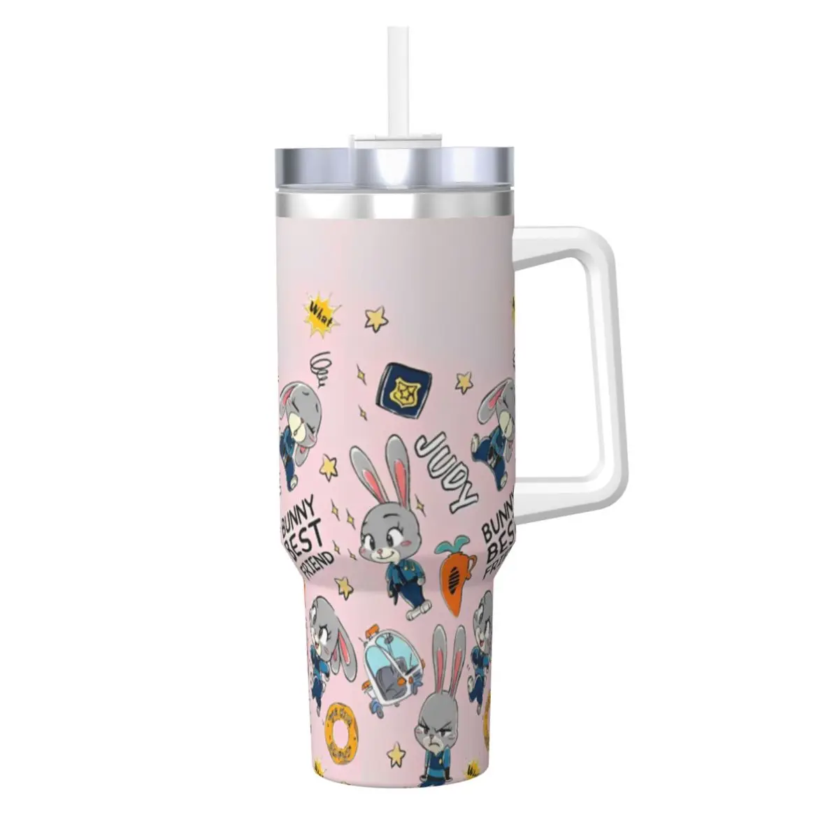 Stainless Steel Tumbler Zootopia Mugs Cup With Straws Travel Cold Water Bottle Leakproof Large Capacity Thermal Cups