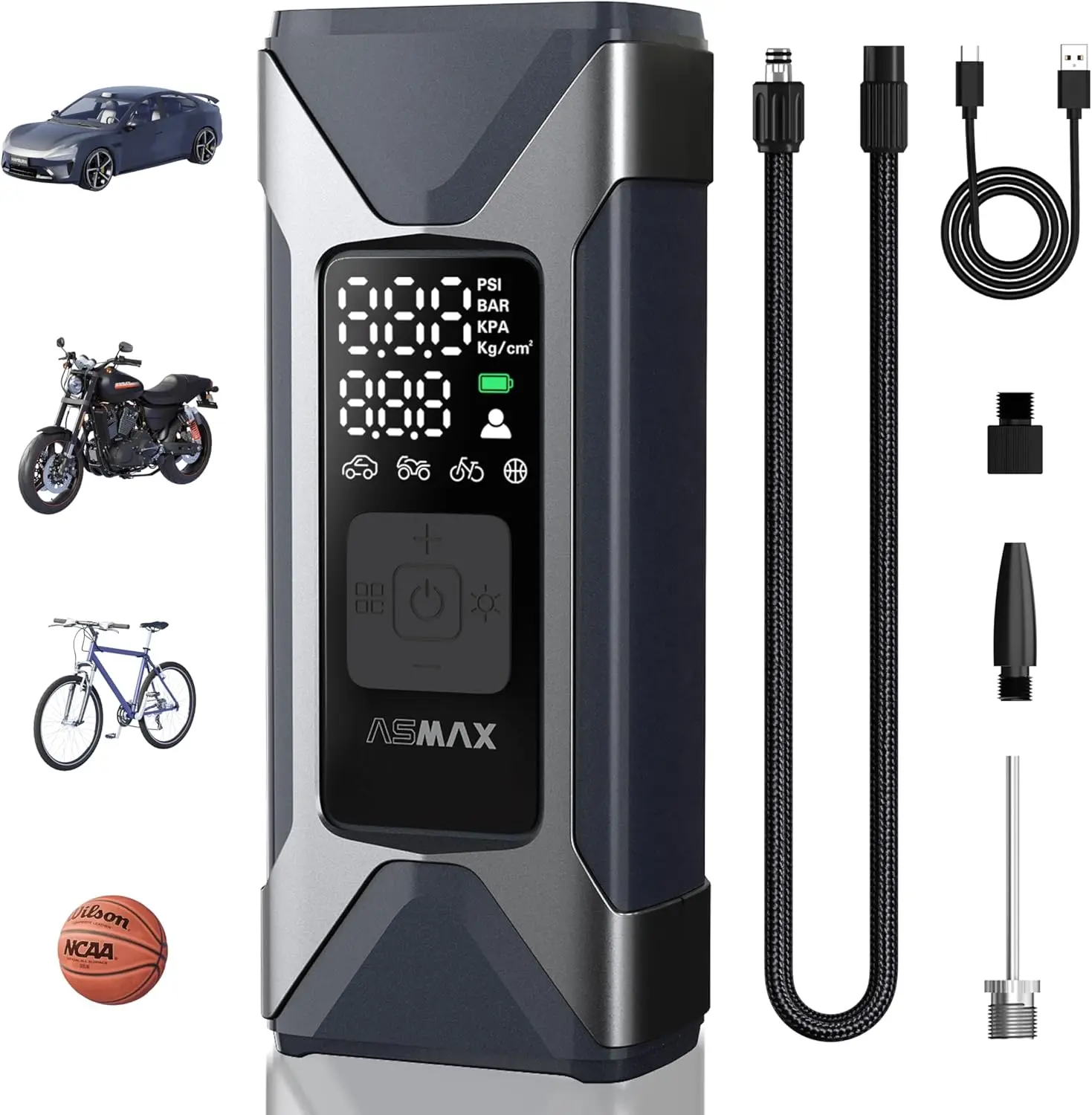 

Portable Tire Inflator 160PSI Cordless Air Pump with Digital Gauge, Auto Shut-Off for Car Bike Balls