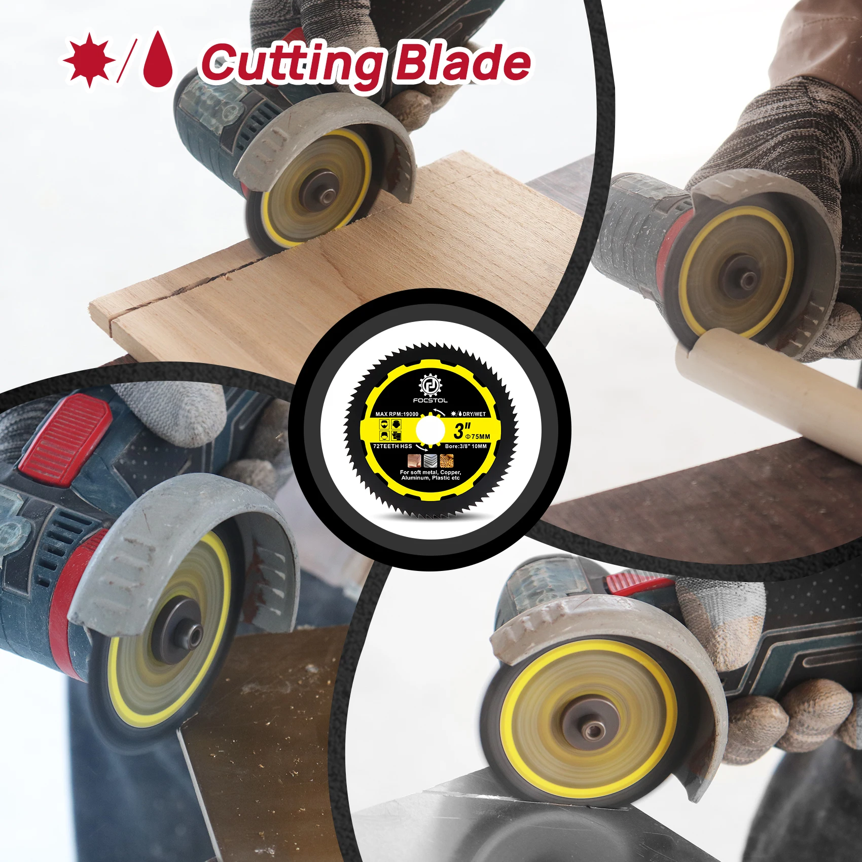 

FOCSTOL Cutting Disc Dia 75mm HSS Cutting Disc Saw Blade for Cutting Soft Metal Copper Aluminium MIni Saw Blade Cut Plate