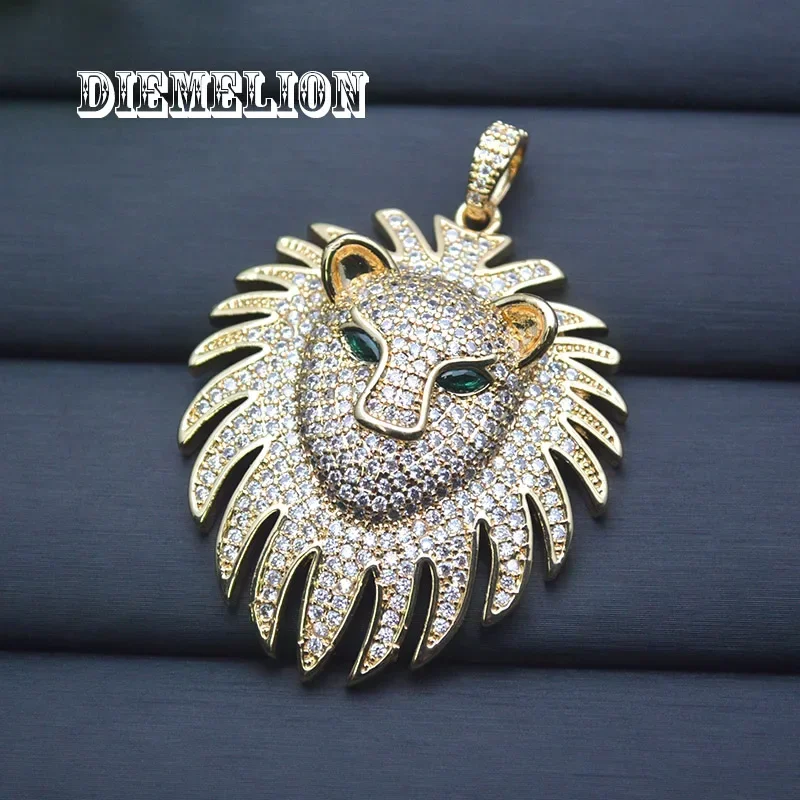 1pc Full Shiny Cubic Zircon Leopard Head Pendant for Women Men Luxury Designer Jewelry Gifts 38*47mm Big Animal Pendants