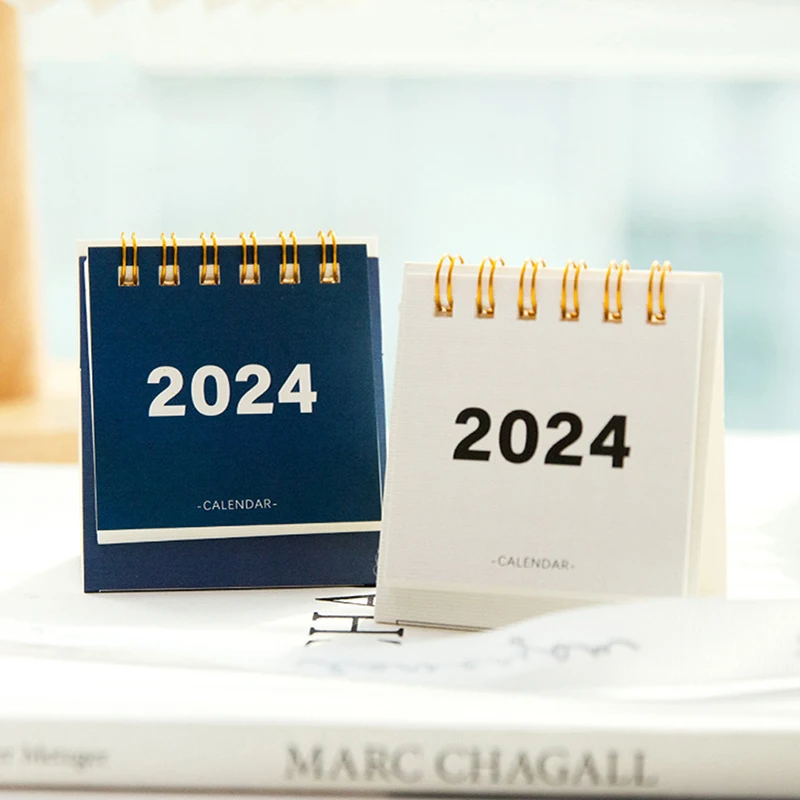 2024 Mini Desk Calendar Simple Paper Calendar Time Management Daily Planner Yearly Agenda Organizer Cute Office Desk Accessories