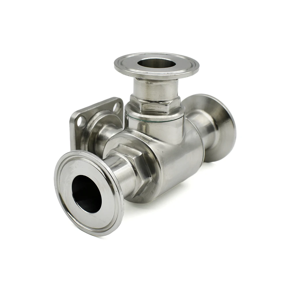 SS304 SS316 Stainless Steel Sanitary T Type L Type ball valve High Platform Clamp Type Fast-mounted  three-way Valve OD19mm-51mm