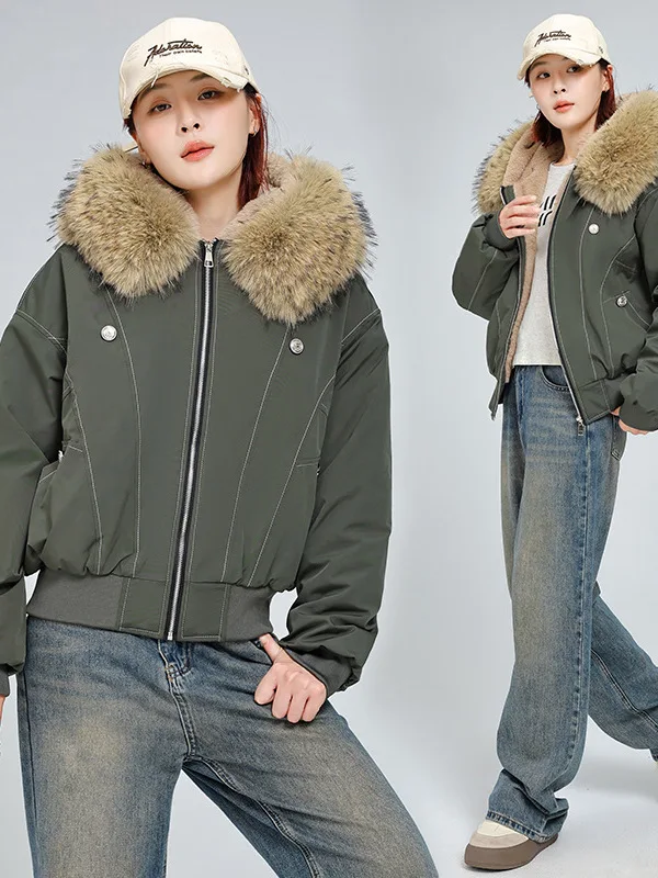 

Женская зимняя парка из хлопка с воротником из искусственного меха, свободного кроя, для работы, с молнией, цвет корейский стиль