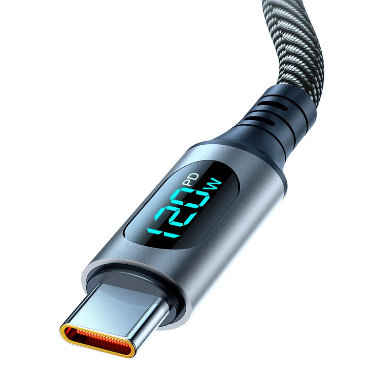 1 متر/2 متر 120 واط شحن سريع للغاية نوع C كابل يو اس بي LED شاشة ديجيتال شحن سريع سلك بيانات آيفون سامسونج ريدمي هواوي 2026 #6