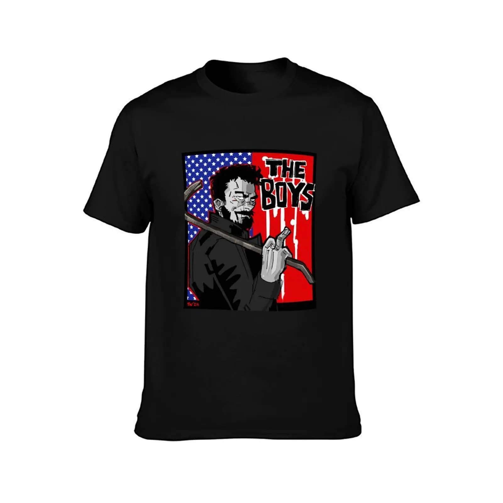 Billy Butcher Cartoon Sketch T-Shirt, Summer Casual Cotton Tee, Oversized Streetwear Tops, Vintage Graphic Print, 100% Cotton