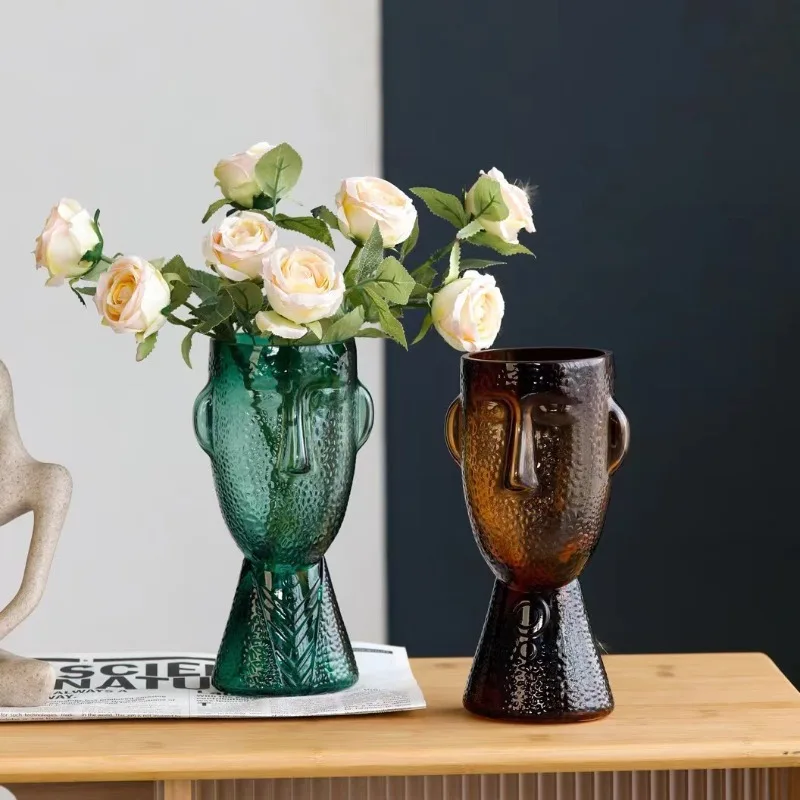 

Креативная прозрачная стеклянная ваза для лица, обеденный стол, гидропонная ваза для цветов, современная нерегулярная ваза для гостиной, украшение рабочего стола