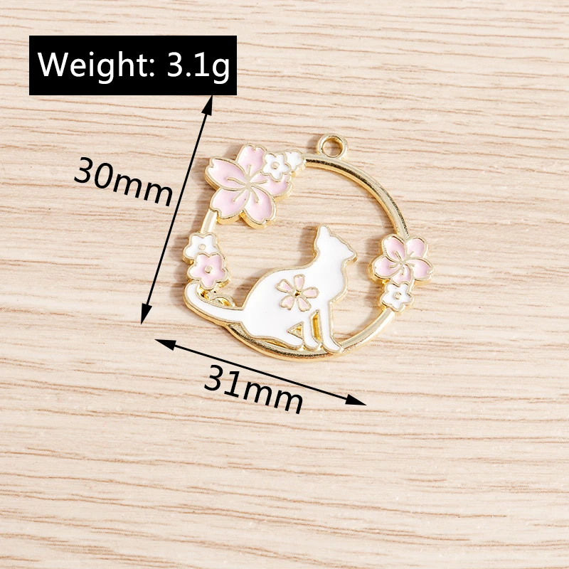 10 teile/los Cartoon Emaille Tier Katze Charms für Frauen DIY Ohrringe Anhänger Halsketten Handgemachte Armband Dekoration Schmuck Machen – Detail 37