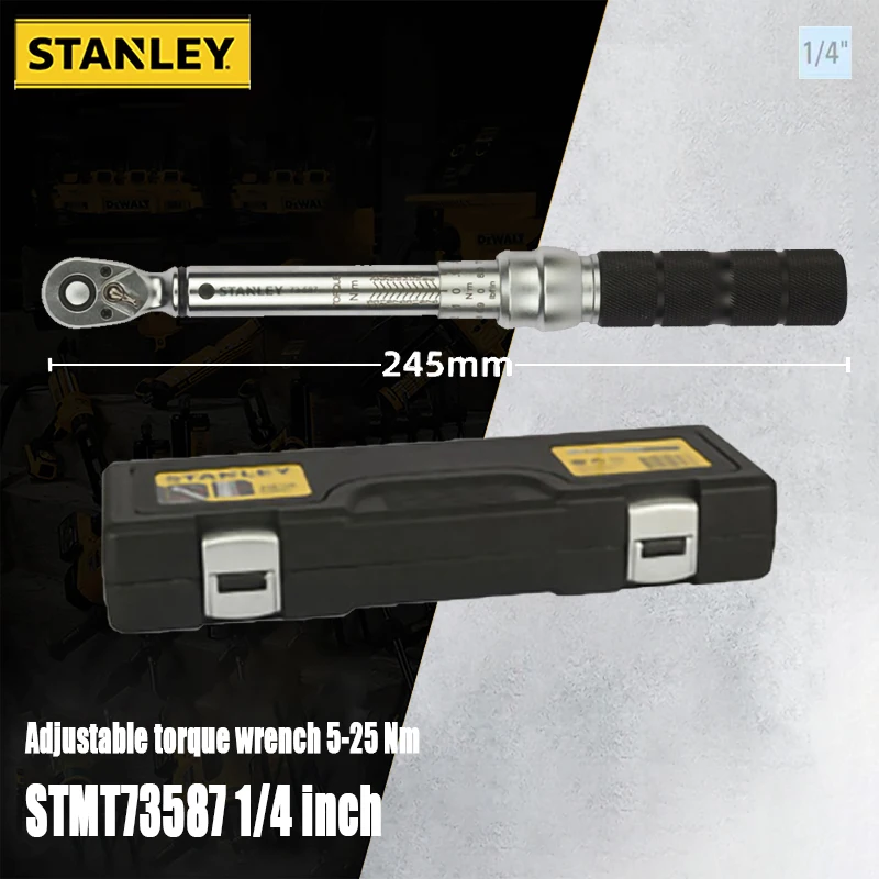 Stanley Torque Wrench STMT73587 1/4 Inch 5-25Nm Ratchet Alloy Steel Body +/- 3%AC Two Scales Handle for Mechanic and Car Repair