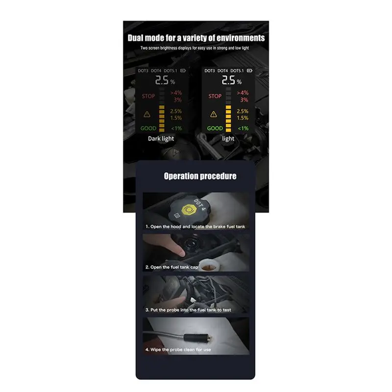 AEE6-V066 زيت الفرامل يُشخيص محتوى رطوبة زيت فرامل السيارة، شاشة عرض رقمية لزيت الفرامل