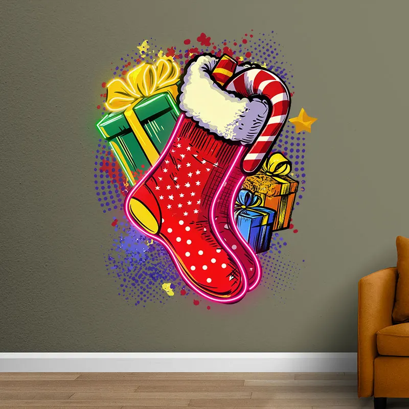 Christmas Sock Custom Neon Sign, Christmas Stocking Led Neon Light, Christmas Ornament Night Light, Christmas Party Decoration