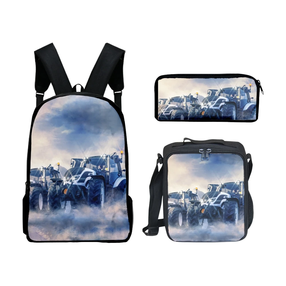 

Harajuku Popular Funny Tractor pattern 3D Print 3pcs/Set Student School Bags Laptop Daypack Backpack Lunch bag Pencil Case