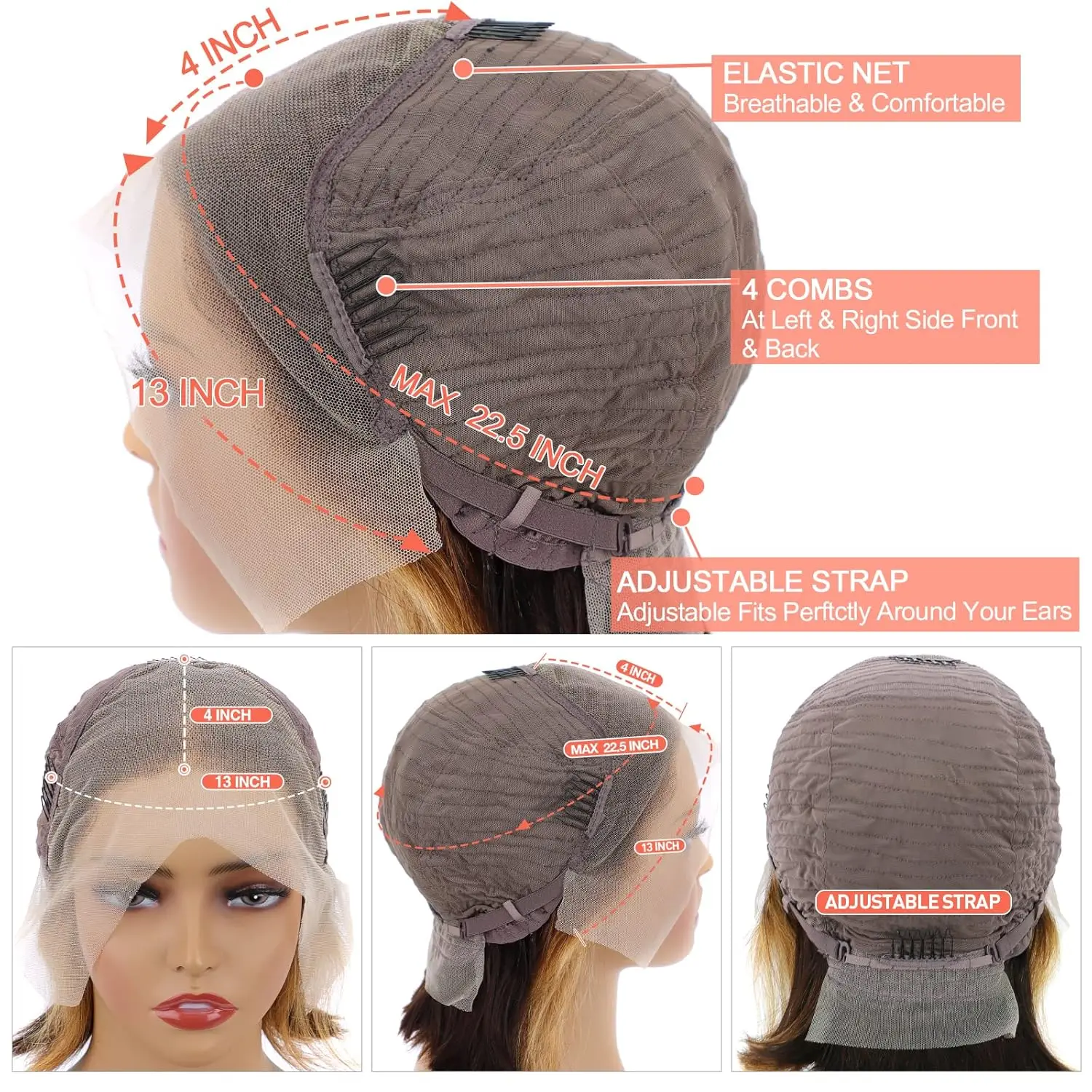 Парик из человеческих волос 13 х4 с эффектом омбре, 180% плотности, 4/27