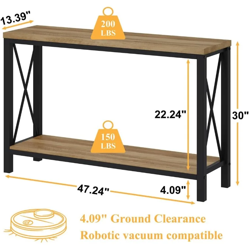 Farmhouse Entryway Table, Sofa Console Table Behind Couch for Living Room, Industrial Hallway Table for Entry, Front Door