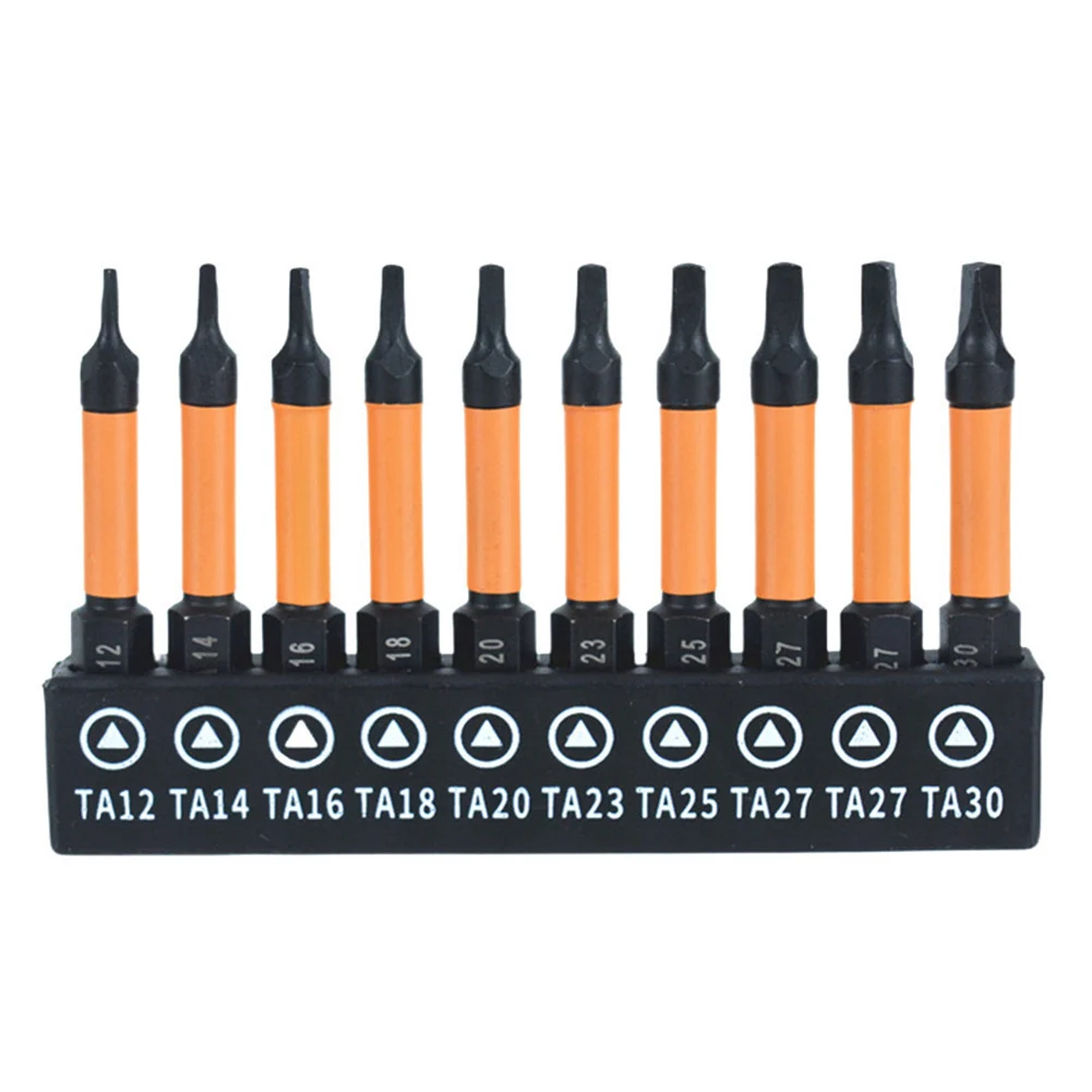 10pcs Alloy Steel Triangular Screw Bits Magnetic Screwdriver Bit Hexagon Shank Anti Slip Triangle Screw Head TA12-TA30