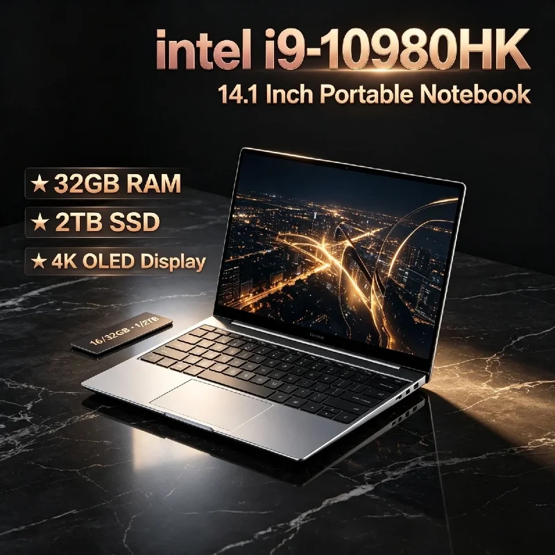 Intel Core i9 10980HK 14.1 Inch Pro Gaming Laptop 8C 16T 2.4GHz 5.3GHz Turbo 16MB Cache 45W 32GB DDR4 2TB SSD Office Pro Max