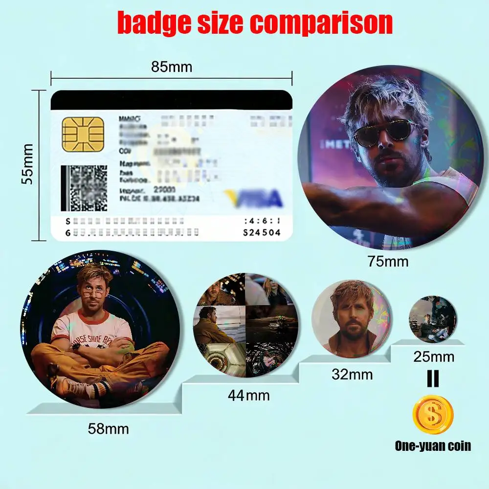 Ryan Gosling Project Hail Mary Laser reflective round badges pins bag clothing decorations collectibles gifts for friends