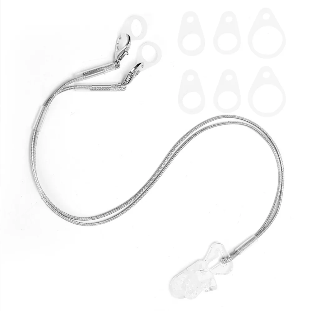 Anti Lost Hearing Aid Lanyard Transparent Clip Adjustable Hearing Aid Hanging Strap with Loops Hearing Aid Accessory