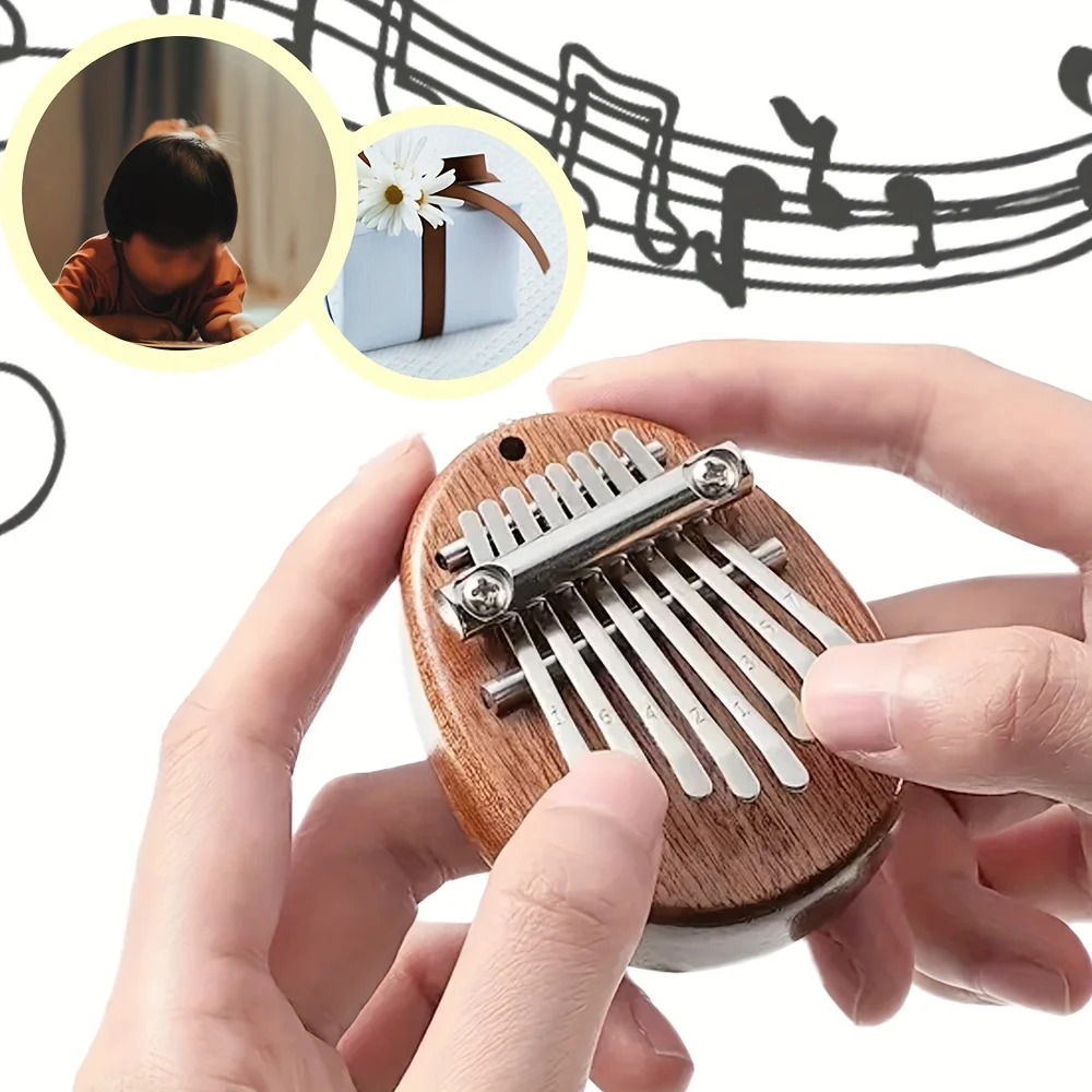 Mini piano Kalimba de madera de 8 teclas, instrumento de piano de pulgar de alta calidad, accesorio musical y regalo colgante, compañero musical perfecto