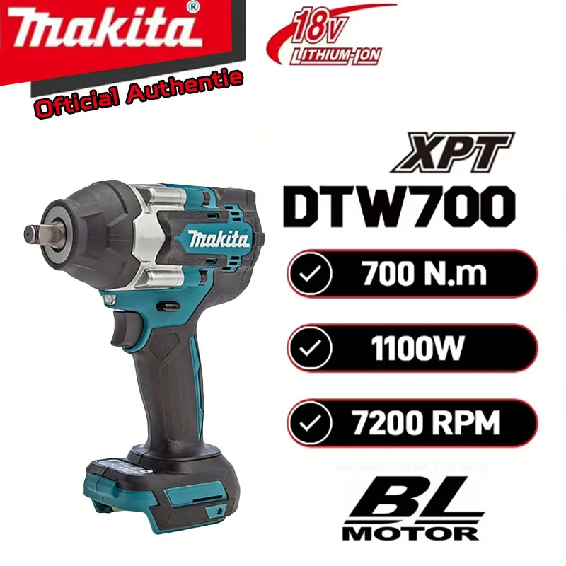 

Makita Electric Wrench DTW700 Brushless Multi functional Rechargeable 18V Auto Repair 1000N.M High Torque Cordless Impact Wrench