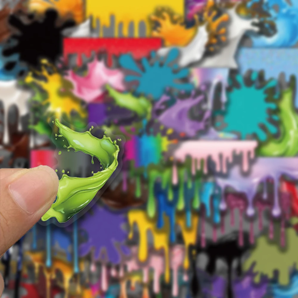 50PCS Dripping Paint Creative Stickers, Suitable for Decorating Mobile Phones, Tablet Cases, Boxes, Waterproof PET stickers