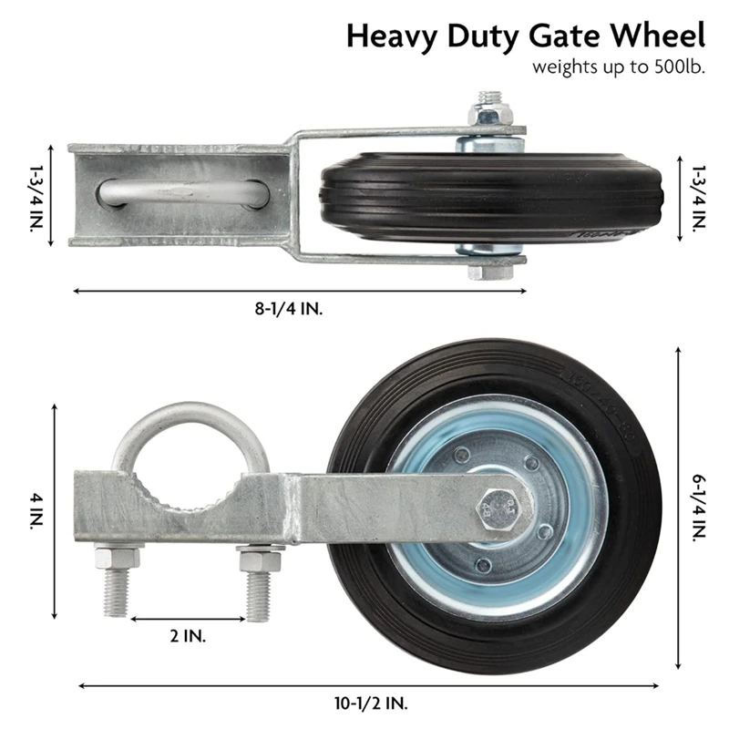 A95I Heavy Duty Gate Wheel Kit for 1-5/8 2 Inch Metal Tube Swing Gate Chain Link Fence Farm Support