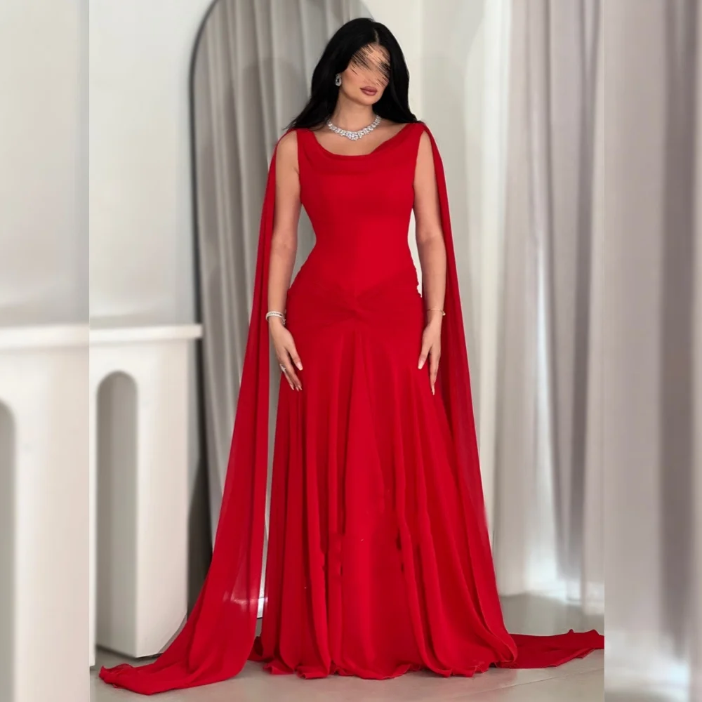 

Customized Exquisite Jersey Pleat A-line Scoop Neck Long Dresses Bespoke Occasion Chinese Style Fashion