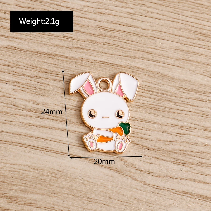 Tusember 10 Stück Emaille-Anhänger mit niedlichem Häschen-Motiv, weißer Hase, für die Schmuckherstellung, DIY-Ohrringe, Halsketten, handgefertigte Accessoires – Detail 7