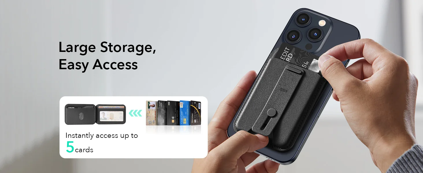 ESR for MagSafe Wallet 5 Card Holder for Phone Case RFID Blocking Magnetic Wallet for iPhone 17/16/15/14/13&Selected Samsung