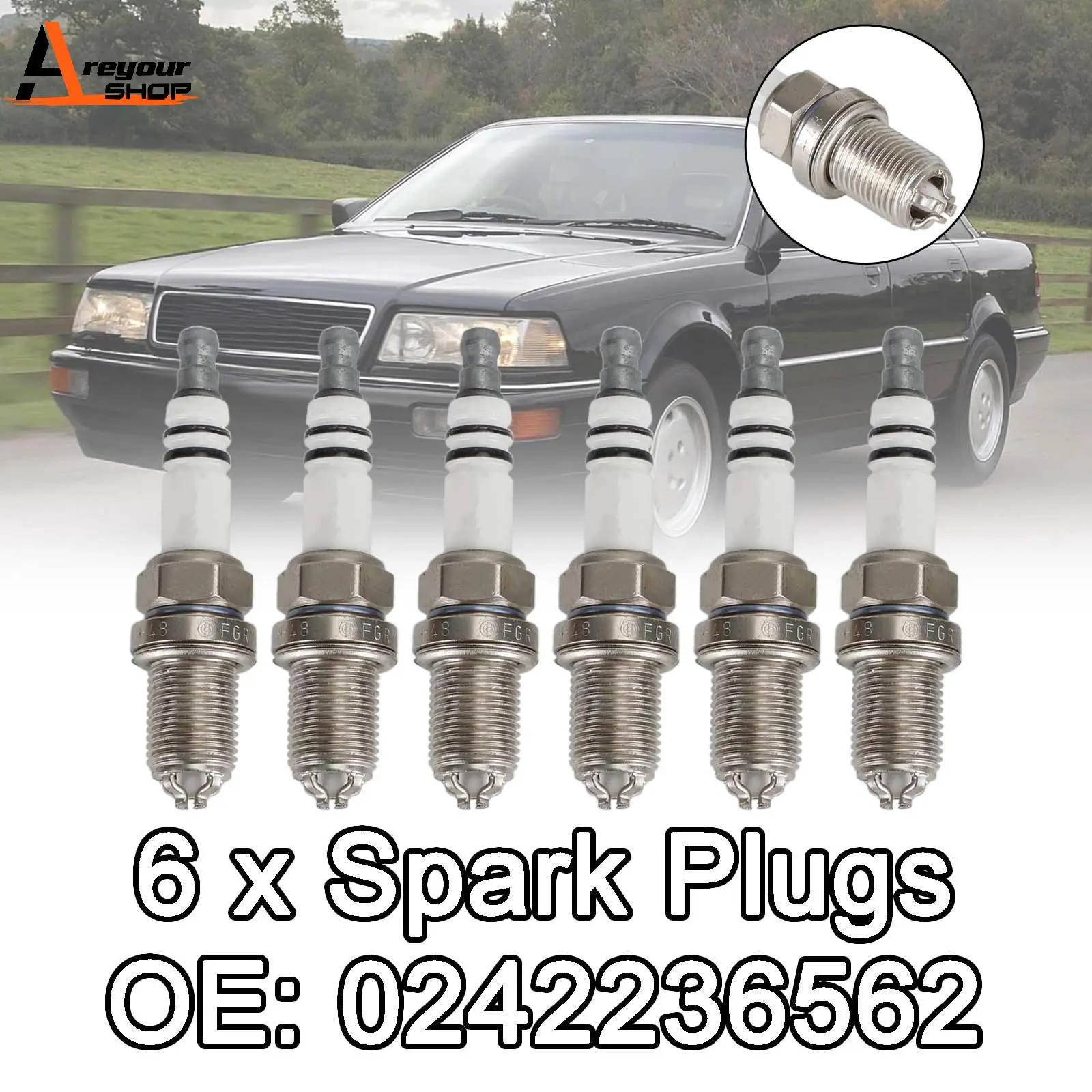 Areyourshop 6x Spark Plugs 0242236562 for BMW E36 E46 323i 325i 323i 328i 330i E39 Car Accessories Parts