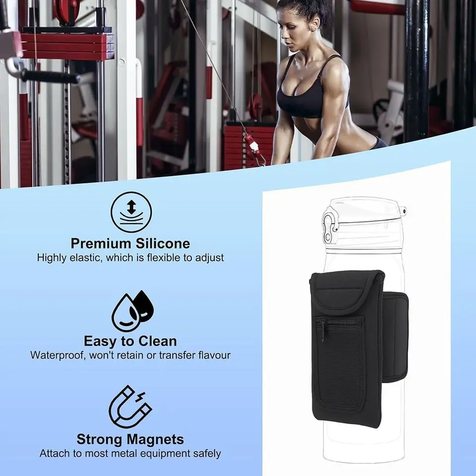 Sac Magnétique Sport Pour Gym - Porte-Bouteille Avec Aimants Puissants Et Poches