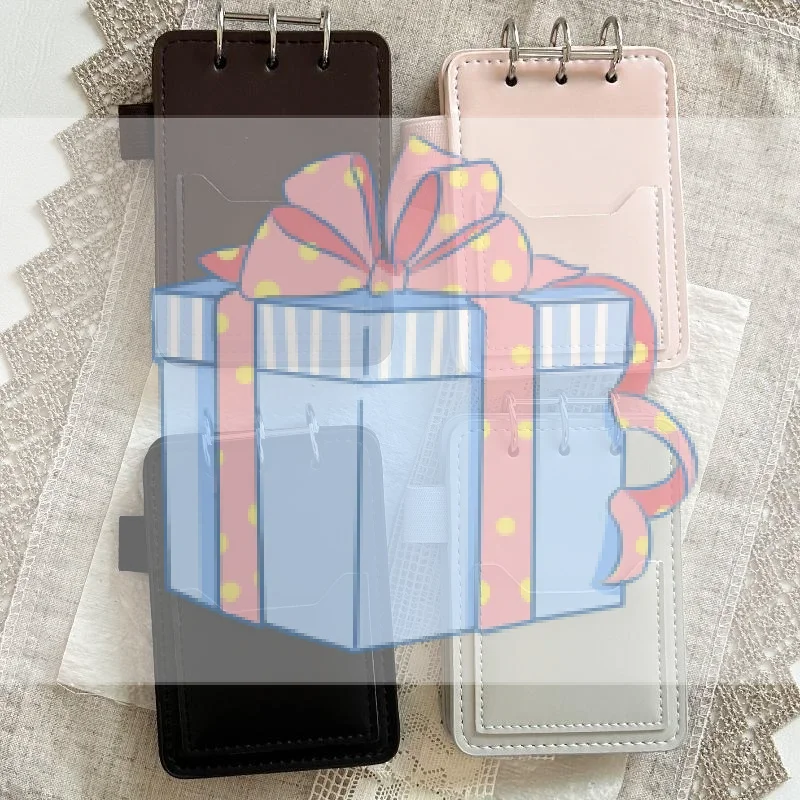 M5 Portable 3 Hole Leather Binder Korean Style Flip-Up Detachable DIY Journal Cover for Birthday Gift