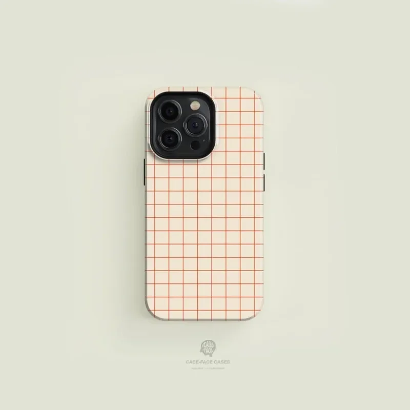 Pinstriped Grid  Orange Case Case For IPHONE 16ProMax 15 14 13 12 11 PRO Plus Acrylic TPU Two in one Magnetic Phone Cases